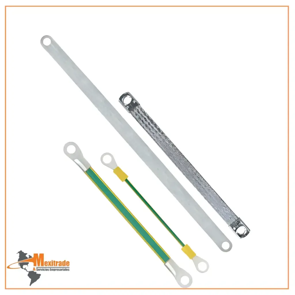 Cables de puesta a tierra / Trenzas planas de puesta a tierra Ground Strap 1X4/M8/300mm GN/YE