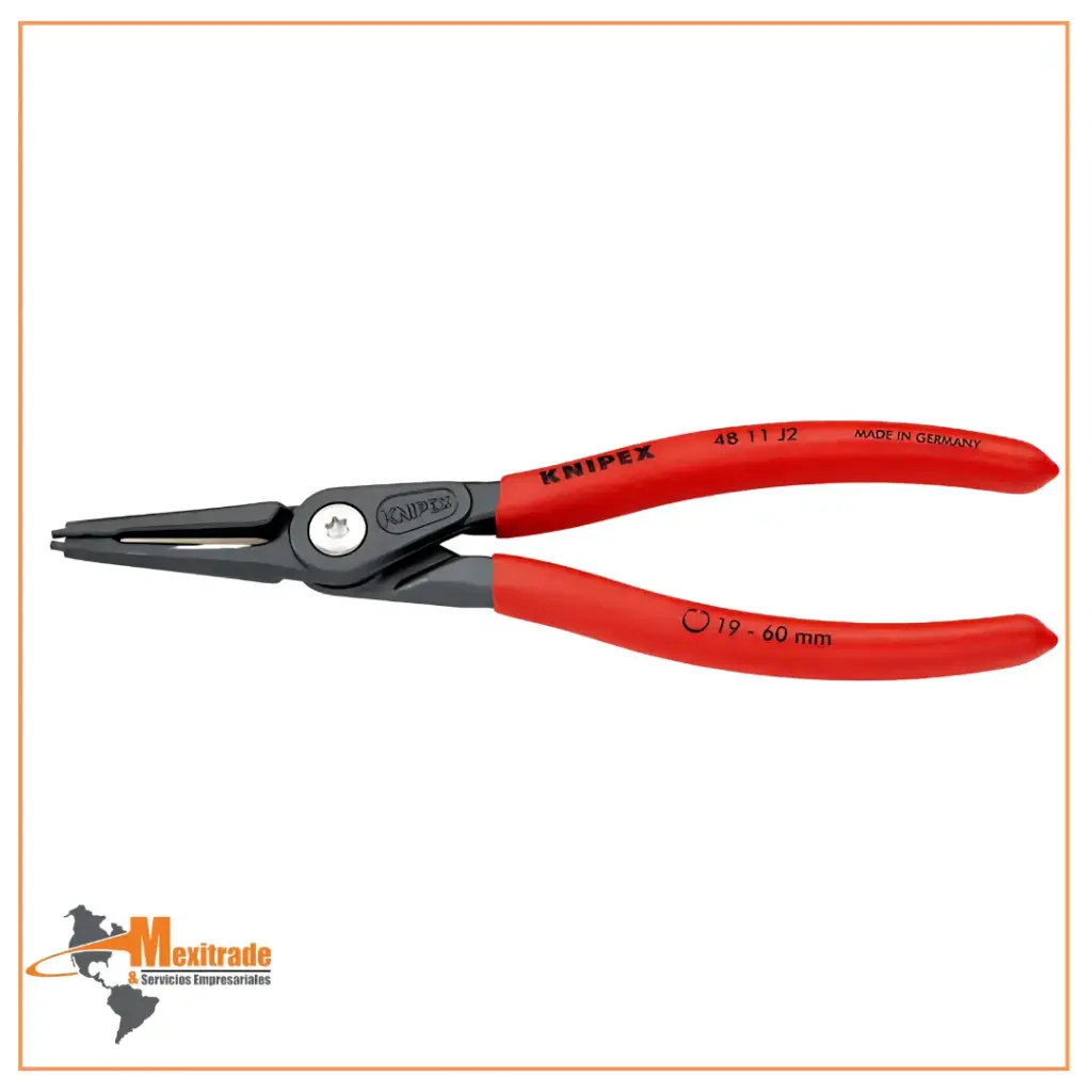 Pinza de precisión para anillos de retención interiores en taladros recubiertos de plástico antideslizante acabado pavonado 180 mm KNIPEX 