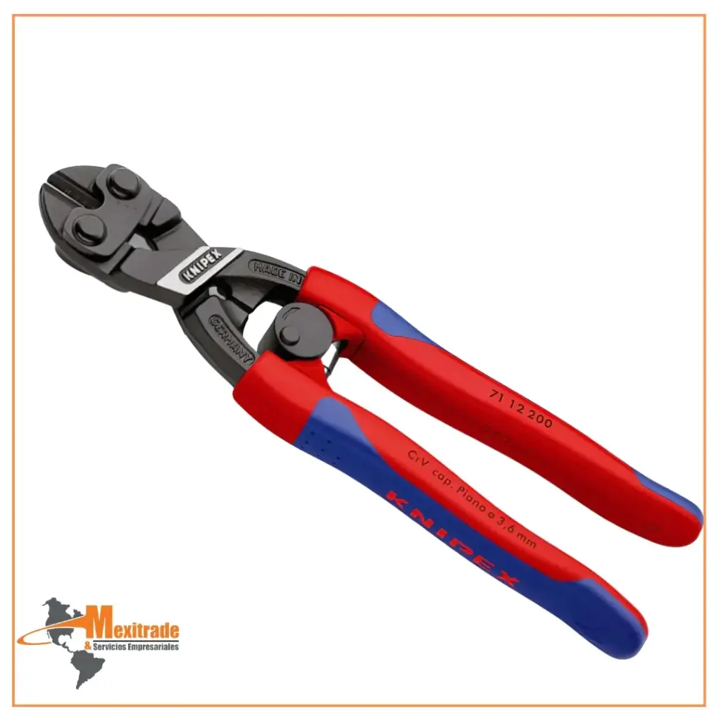 KNIPEX 71 12 200 SB CoBolt© Cortapernos compacto Con fundas esbeltas en dos componentes acabado pavonado 200 mm