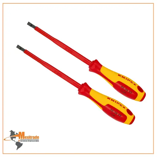 [98 20 55] KNIPEX 98 20 55 Desarmador para tornillos con cabeza ranurada mango 232 mm