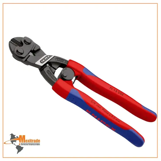 [71 12 200 SB] KNIPEX 71 12 200 SB CoBolt© Cortapernos compacto Con fundas esbeltas en dos componentes acabado pavonado 200 mm
