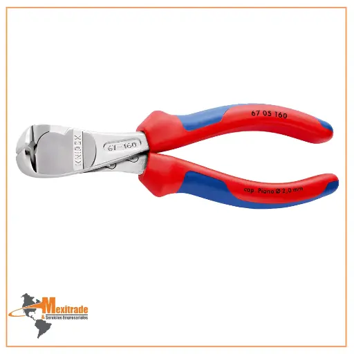 [67 05 160] KNIPEX 67 05 160 Pinzas de corte frontal extra fuerte Con fundas en dos componentes cromado 160 mm