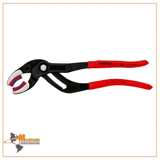 [81 11 250 SB] KNIPEX Pinzas para tuberías y racores recubiertos de plástico antideslizante acabado pavonado 250 mm