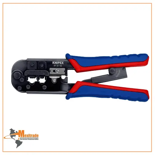 [97 51 10 SB] Pinza para ponchar terminales Western Con fundas en dos componentes bruñido 190 mm KNIPEX