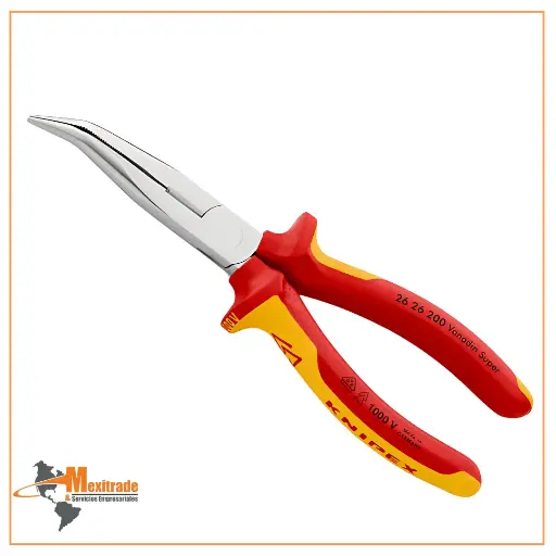 [26 26 200 SB] KNIPEX 26 26 200 SB Pinza de montaje (Pinzas de boca cigueña) aislados con fundas en dos componentes, según norma VDE cromado 200 mm