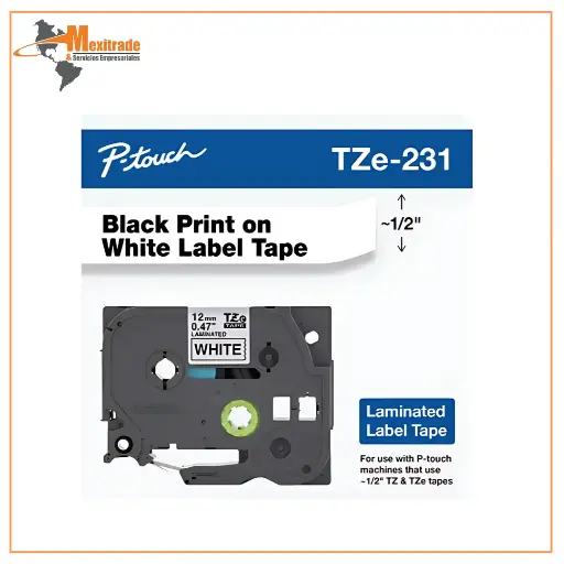 [Tze-231] Cartucho de cinta para impresión 12mm P-touch