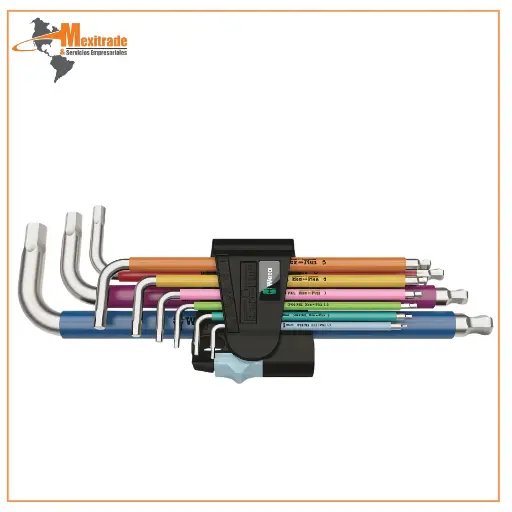 [05022669001] Juego de 9 Llaves Hexagonales Métricas Multicolor Acero Inoxidable 3950/9 Hex-Plus 1 Wera 
